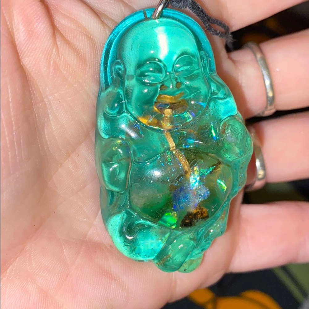 Handmade Botanical Resin Buddha w/ Real Mushroom